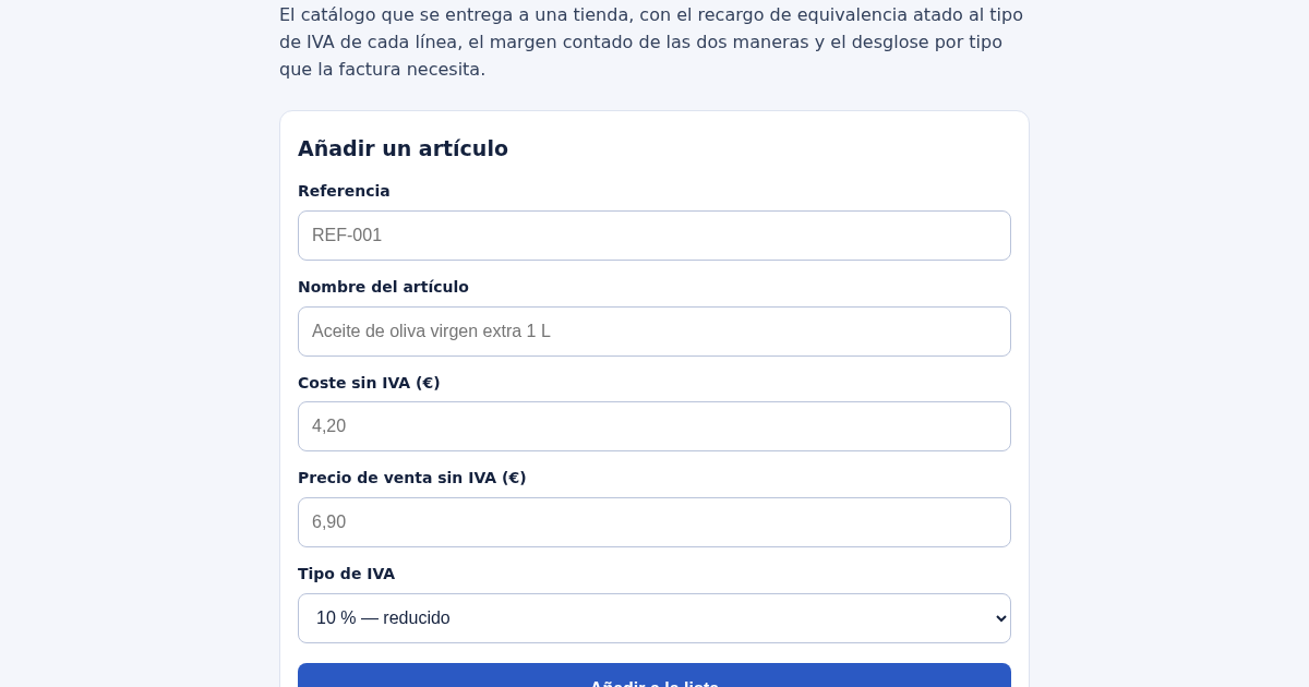 Lista de precios para mayoristas